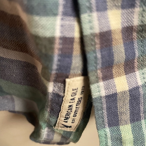 MENS AMERICAN EAGLE LONG SLEEVE BUTTON DOWN LINEN SHIRT NEW - Picture 4 of 5